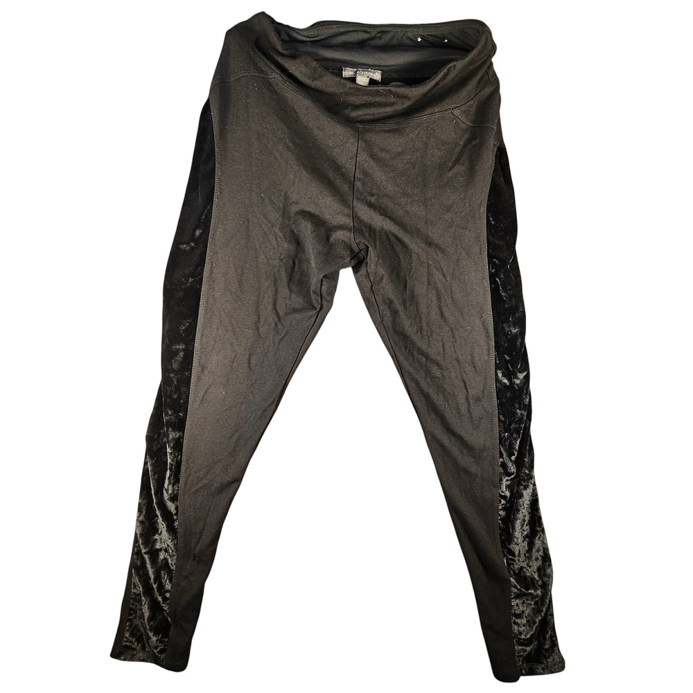 Peace & Pearls Black Velvet Side‎ Panel Leggings High Rise Size L